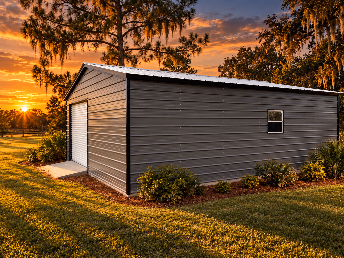 Garage: 20x31x9 Metal Garage with Roll-Up Door — Handi-House building