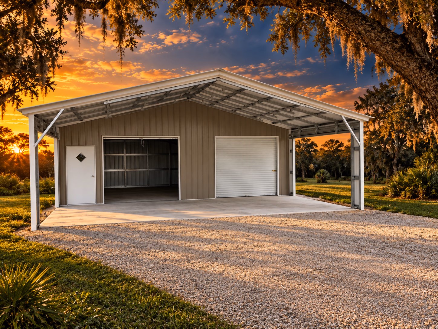 Garage: 26Wx36Lx9H Close Garage With Lean-To — Handi-House building