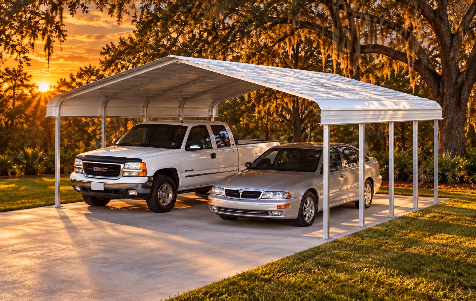 22x21x7 2 Car Carport – Regular Style Metal Carport — Handi-House building